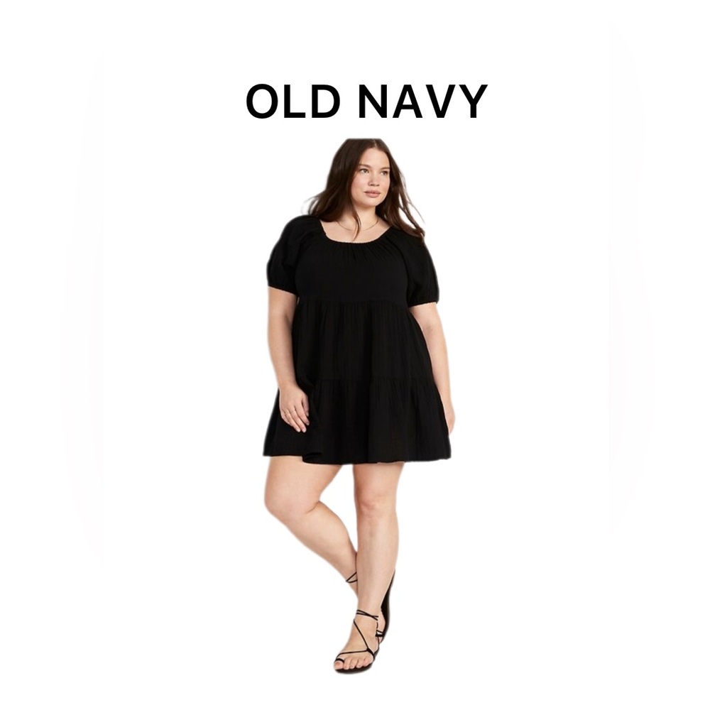 NWT OLD NAVY Puff Sleeve Tiered Mini Dress LP
